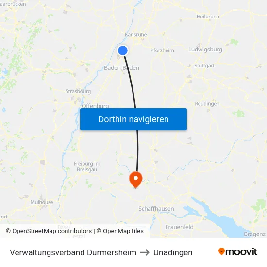 Verwaltungsverband Durmersheim to Unadingen map