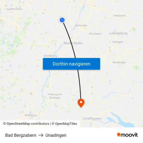 Bad Bergzabern to Unadingen map