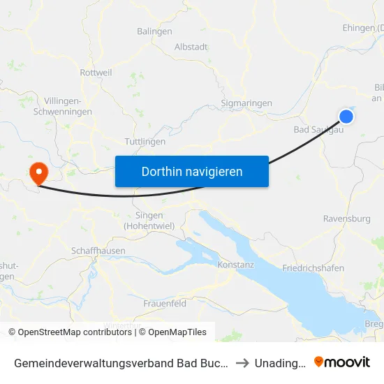 Gemeindeverwaltungsverband Bad Buchau to Unadingen map
