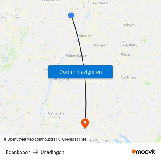 Edenkoben to Unadingen map