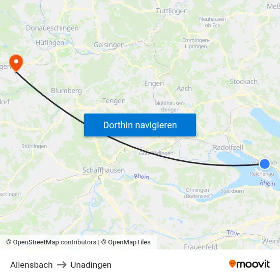 Allensbach to Unadingen map