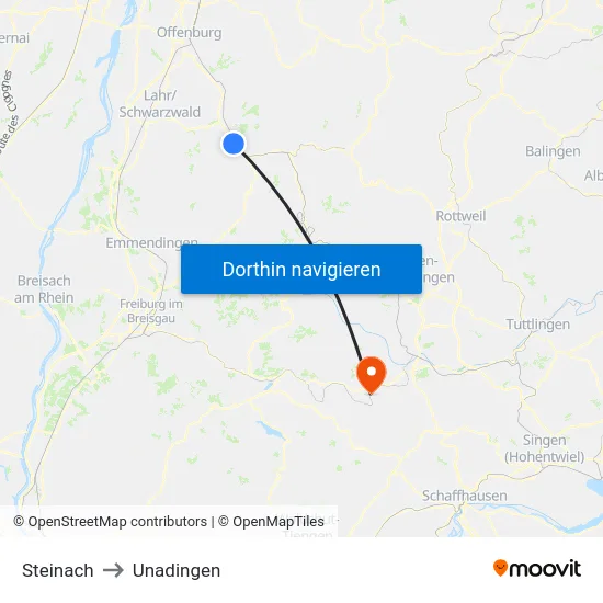 Steinach to Unadingen map