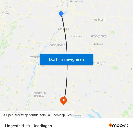 Lingenfeld to Unadingen map