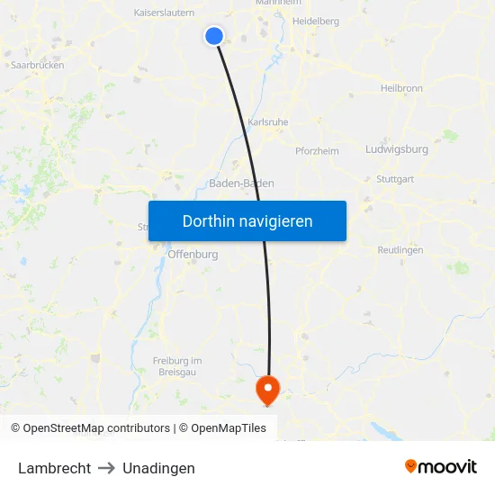 Lambrecht to Unadingen map