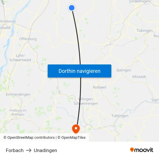 Forbach to Unadingen map