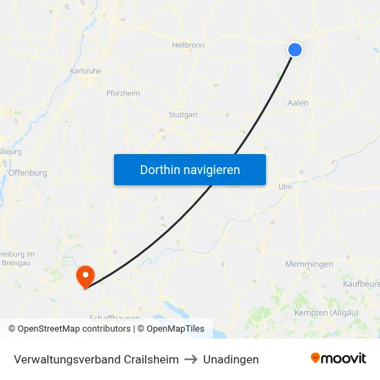Verwaltungsverband Crailsheim to Unadingen map