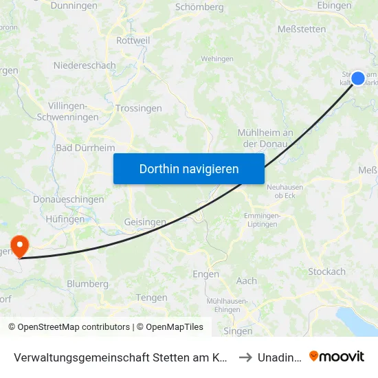 Verwaltungsgemeinschaft Stetten am Kalten Markt to Unadingen map
