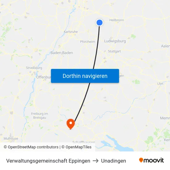 Verwaltungsgemeinschaft Eppingen to Unadingen map
