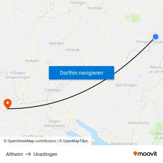 Altheim to Unadingen map