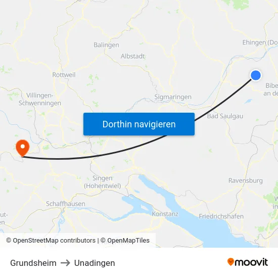 Grundsheim to Unadingen map