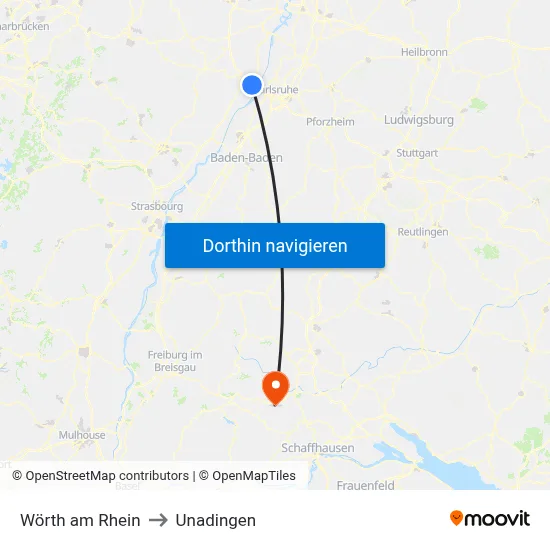 Wörth am Rhein to Unadingen map