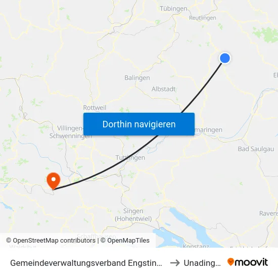 Gemeindeverwaltungsverband Engstingen to Unadingen map