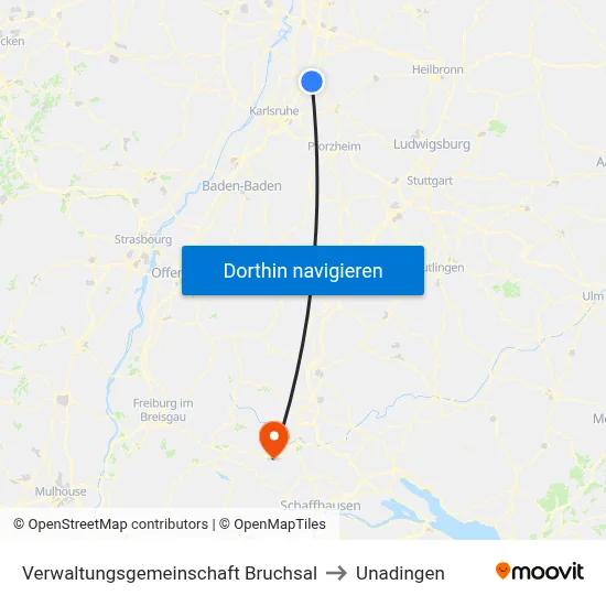 Verwaltungsgemeinschaft Bruchsal to Unadingen map