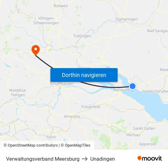Verwaltungsverband Meersburg to Unadingen map