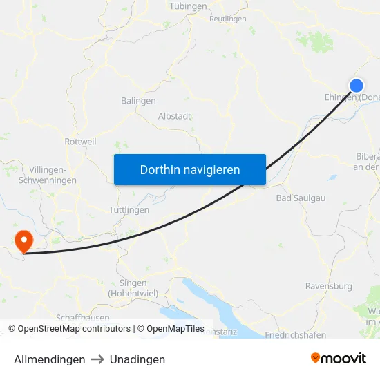 Allmendingen to Unadingen map