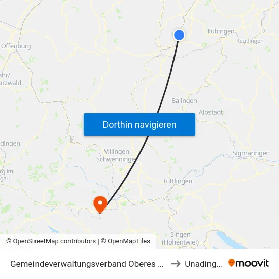 Gemeindeverwaltungsverband Oberes Gäu to Unadingen map