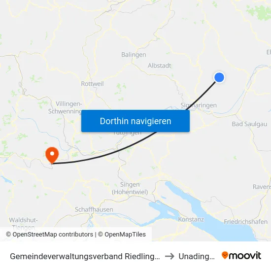 Gemeindeverwaltungsverband Riedlingen to Unadingen map