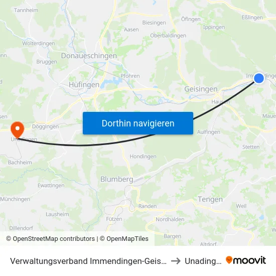 Verwaltungsverband Immendingen-Geisingen to Unadingen map