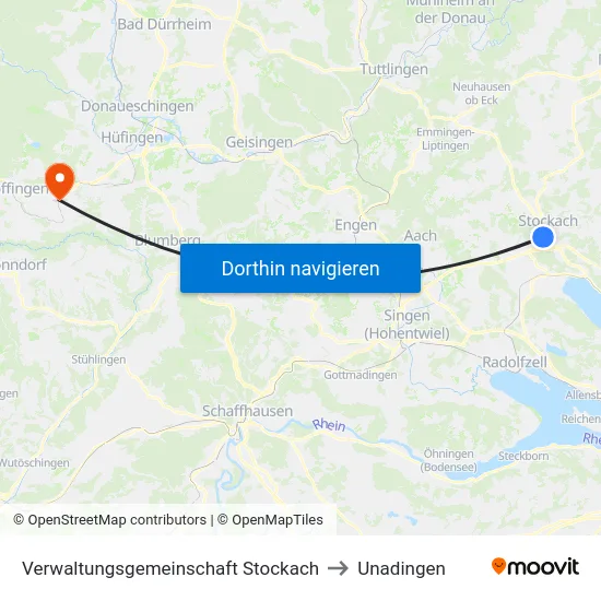 Verwaltungsgemeinschaft Stockach to Unadingen map