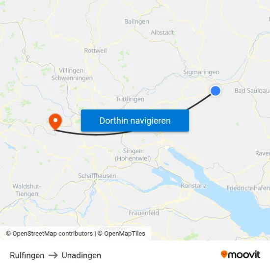 Rulfingen to Unadingen map