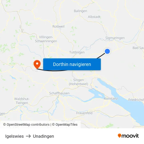 Igelswies to Unadingen map