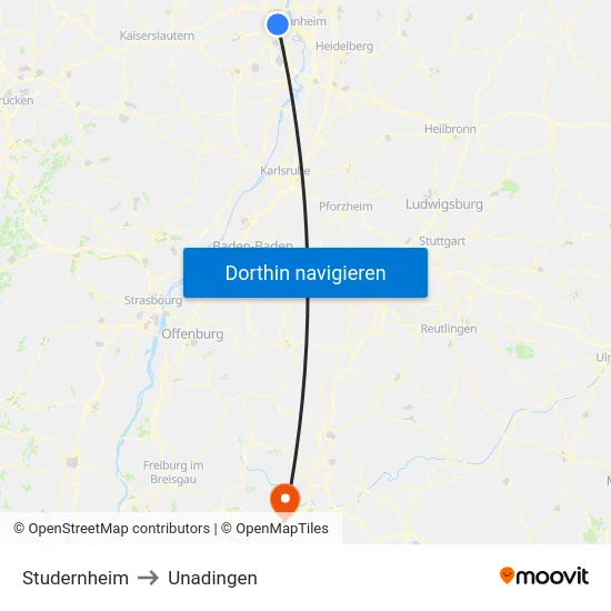 Studernheim to Unadingen map