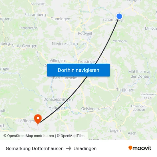 Gemarkung Dotternhausen to Unadingen map