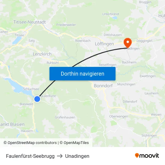 Faulenfürst-Seebrugg to Unadingen map