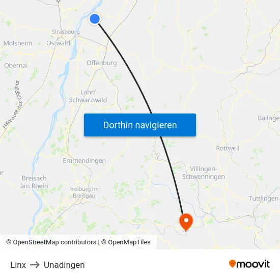 Linx to Unadingen map