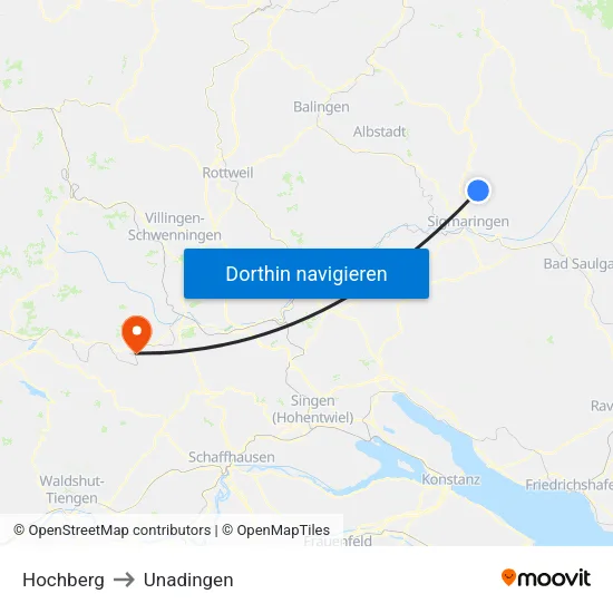 Hochberg to Unadingen map