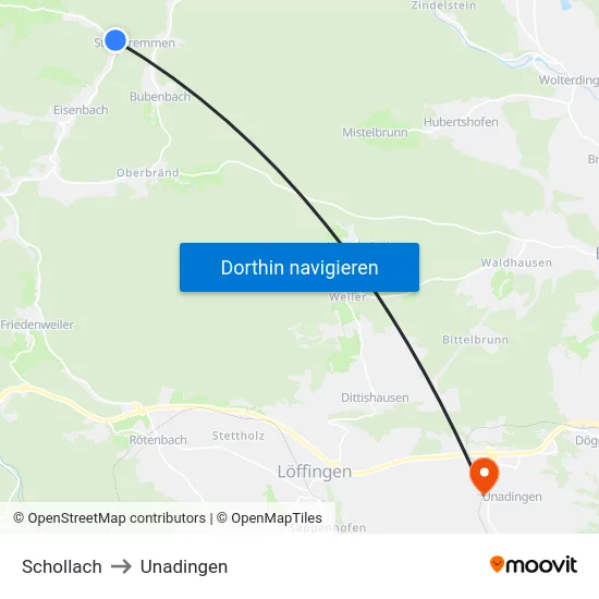 Schollach to Unadingen map