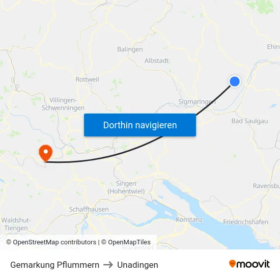 Gemarkung Pflummern to Unadingen map
