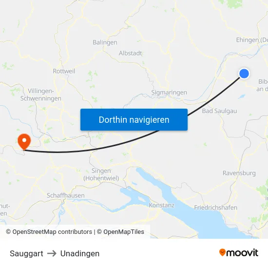 Sauggart to Unadingen map