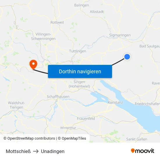 Mottschieß to Unadingen map
