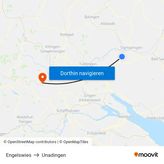 Engelswies to Unadingen map