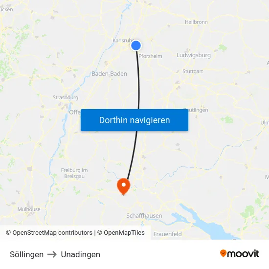 Söllingen to Unadingen map