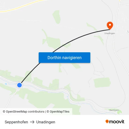 Seppenhofen to Unadingen map