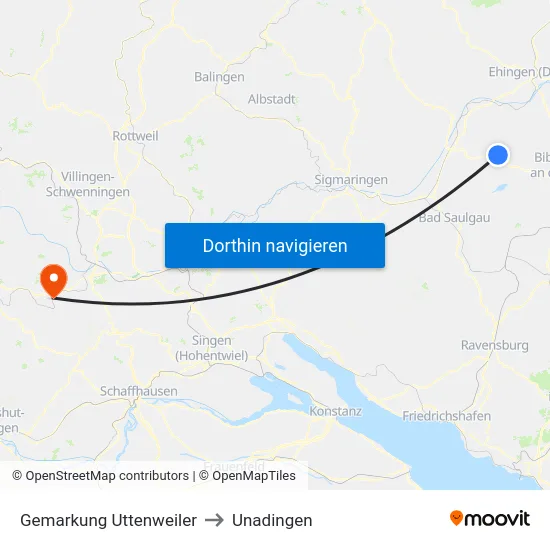 Gemarkung Uttenweiler to Unadingen map