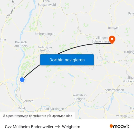Gvv Müllheim-Badenweiler to Weigheim map