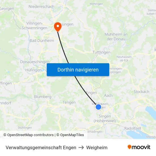 Verwaltungsgemeinschaft Engen to Weigheim map