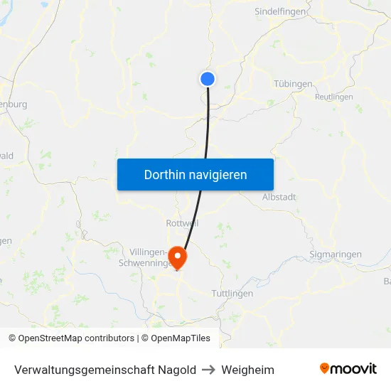 Verwaltungsgemeinschaft Nagold to Weigheim map