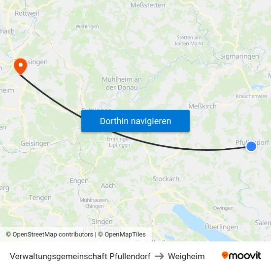 Verwaltungsgemeinschaft Pfullendorf to Weigheim map