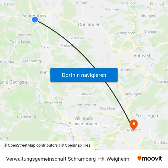 Verwaltungsgemeinschaft Schramberg to Weigheim map