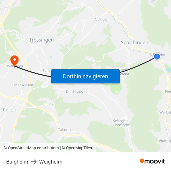 Balgheim to Weigheim map