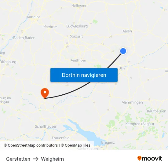 Gerstetten to Weigheim map