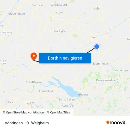 Vöhringen to Weigheim map