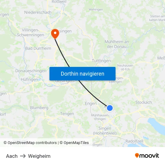 Aach to Weigheim map