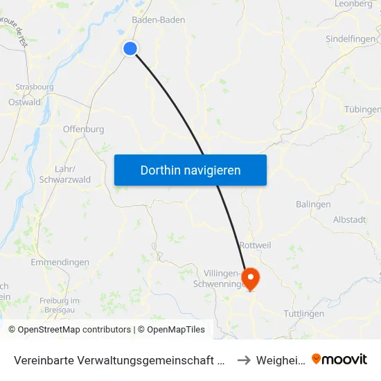 Vereinbarte Verwaltungsgemeinschaft Bühl to Weigheim map