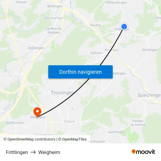 Frittlingen to Weigheim map