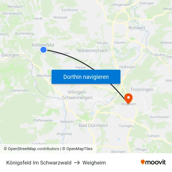 Königsfeld Im Schwarzwald to Weigheim map
